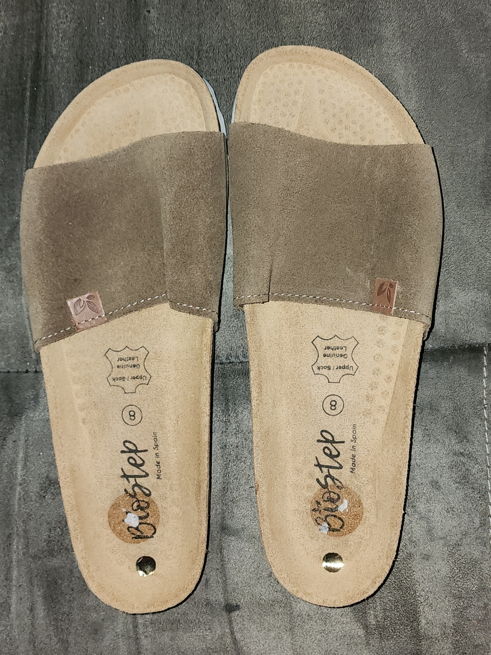 BioStep Women's Brown Suede Slide Sandals